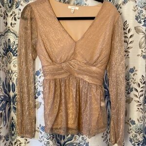 Maurices,dusty rose,sheer,Blouse, small,sparkle, nude,pink,cream,NWOT, XS